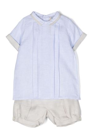 light-blu linen shrots set LA STUPENDERIA KIDS | CCCT63D63.